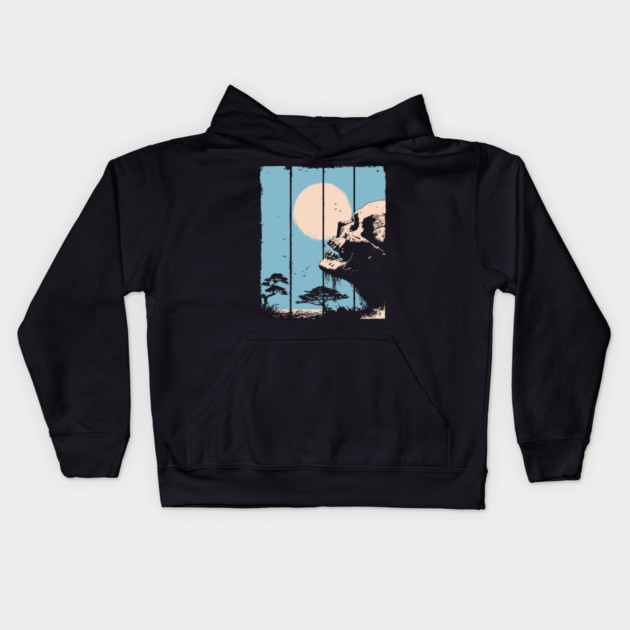 Zen Skull and Bonsai Japanese Vaporwave Design Kids Hoodie by TuncGK
