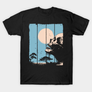 Zen Skull and Bonsai Japanese Vaporwave Design T-Shirt