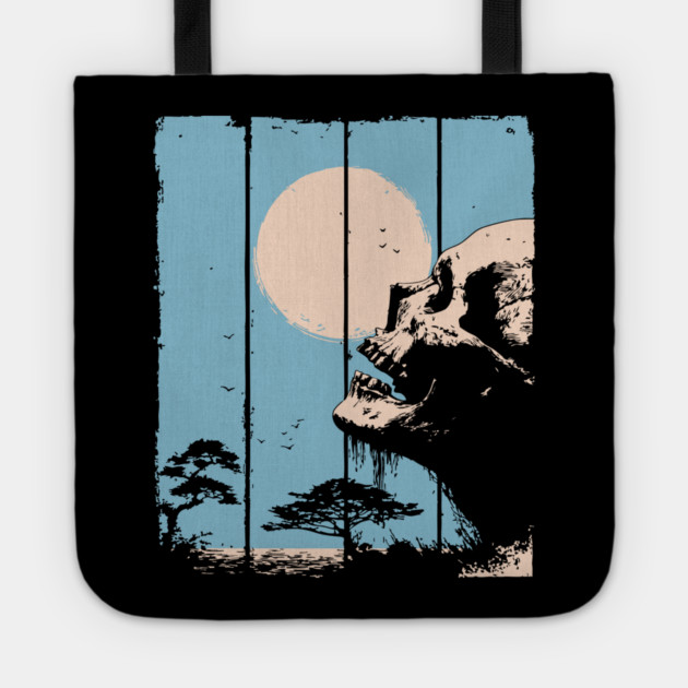 Zen Skull and Bonsai Japanese Vaporwave Design Tote by TuncGK