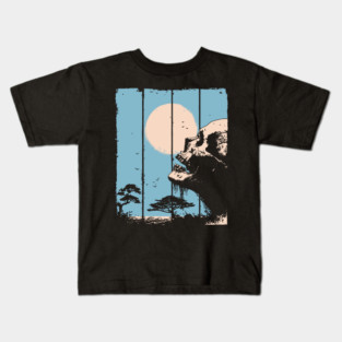 Zen Skull and Bonsai Japanese Vaporwave Design Kids T-Shirt