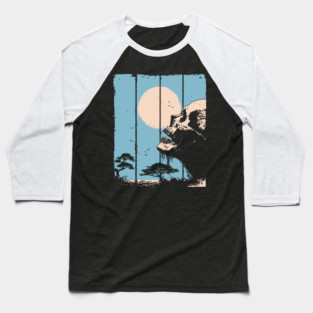 Zen Skull and Bonsai Japanese Vaporwave Design Baseball T-Shirt