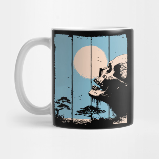 Zen Skull and Bonsai Japanese Vaporwave Design by TuncGK