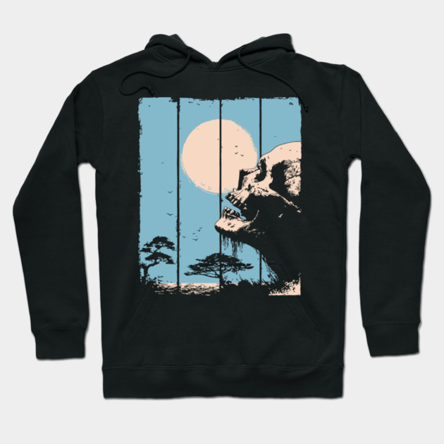 Zen Skull and Bonsai Japanese Vaporwave Design Hoodie by TuncGK