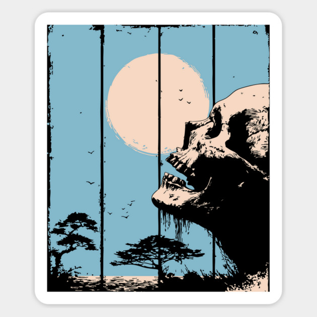 Zen Skull and Bonsai Japanese Vaporwave Design Magnet by TuncGK