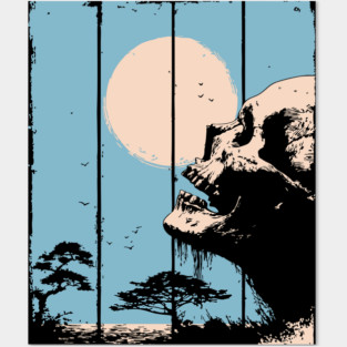 Zen Skull and Bonsai Japanese Vaporwave Design Posters and Art