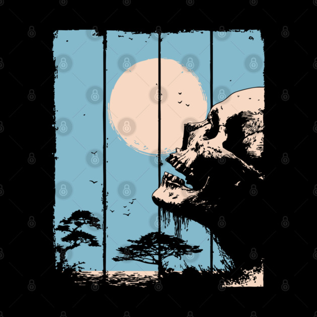 Zen Skull and Bonsai Japanese Vaporwave Design by TuncGK