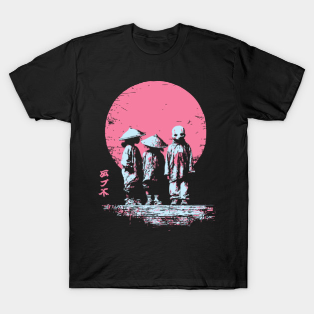 Mysterious Yokai Spirits Under a Pink Moon T-Shirt by TuncGK