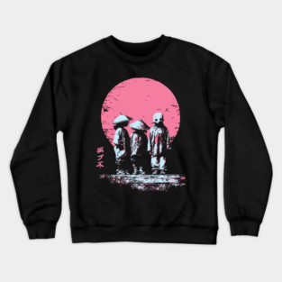 Mysterious Yokai Spirits Under a Pink Moon Crewneck Sweatshirt