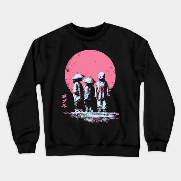 Mysterious Yokai Spirits Under a Pink Moon Crewneck Sweatshirt by TuncGK