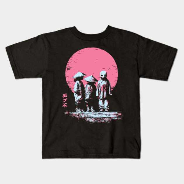 Mysterious Yokai Spirits Under a Pink Moon Kids T-Shirt by TuncGK