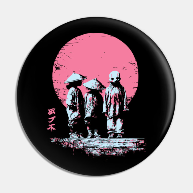 Mysterious Yokai Spirits Under a Pink Moon Pin by TuncGK