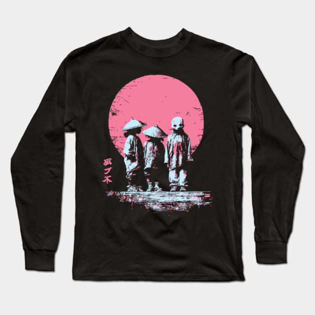 Mysterious Yokai Spirits Under a Pink Moon Long Sleeve T-Shirt by TuncGK