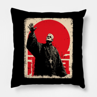Creepy Waving Prophet Retro Japanese Horror Design Pillow