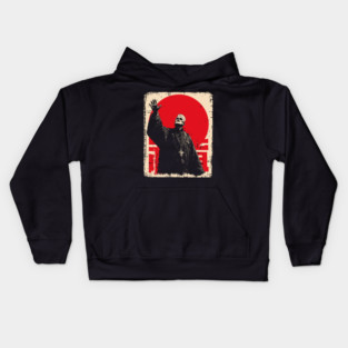 Creepy Waving Prophet Retro Japanese Horror Design Kids Hoodie