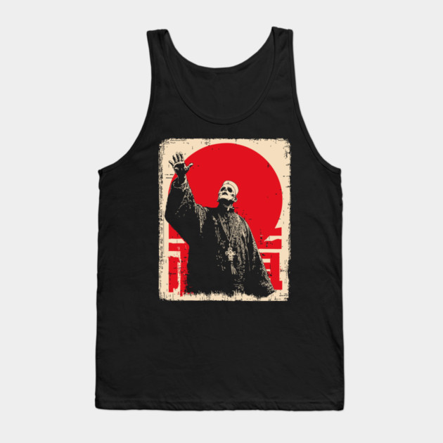 Creepy Waving Prophet Retro Japanese Horror Design Tank Top by TuncGK