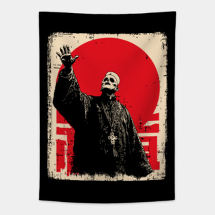 Creepy Waving Prophet Retro Japanese Horror Design Tapestry