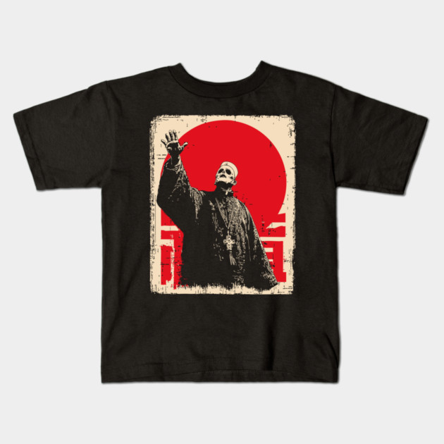 Creepy Waving Prophet Retro Japanese Horror Design Kids T-Shirt by TuncGK