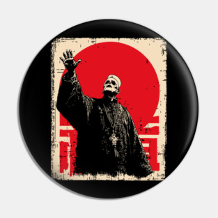 Creepy Waving Prophet Retro Japanese Horror Design Pin