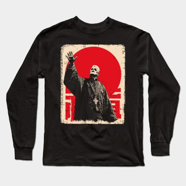 Creepy Waving Prophet Retro Japanese Horror Design Long Sleeve T-Shirt by TuncGK