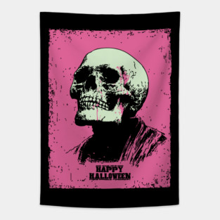 Happy Halloween Skull Vintage Ukiyo-e Graphic Tapestry