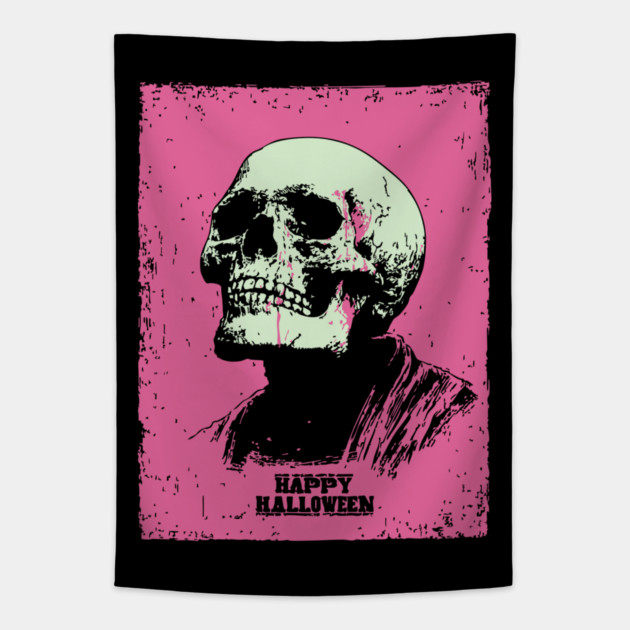 Happy Halloween Skull Vintage Ukiyo-e Graphic Tapestry by TuncGK
