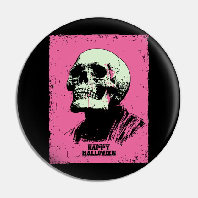 Happy Halloween Skull Vintage Ukiyo-e Graphic Pin by TuncGK
