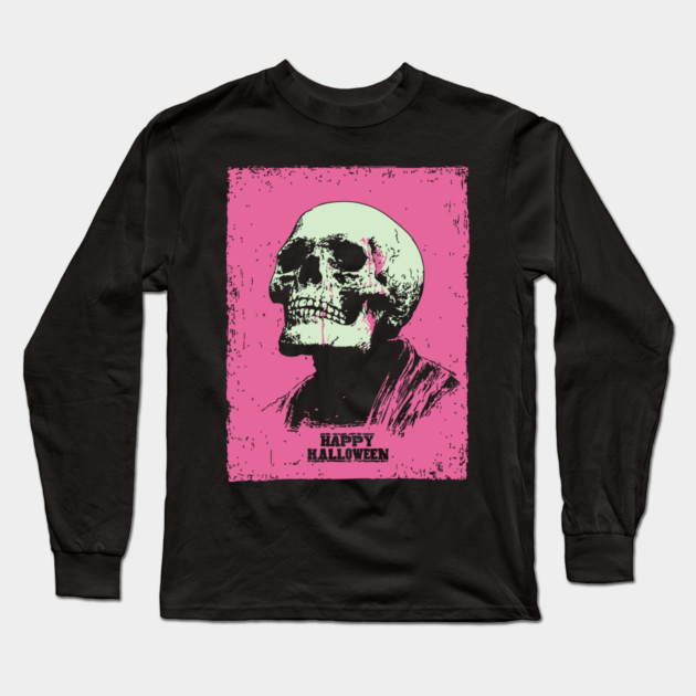 Happy Halloween Skull Vintage Ukiyo-e Graphic Long Sleeve T-Shirt by TuncGK