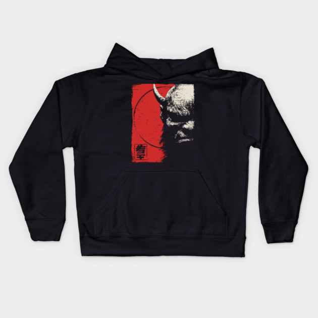 Menacing Oni Demon Japanese Folklore Ukiyo-e Art Kids Hoodie by TuncGK