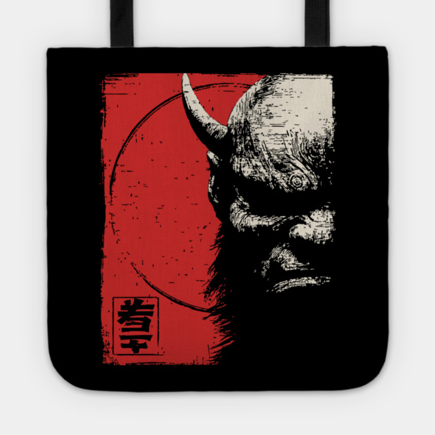 Menacing Oni Demon Japanese Folklore Ukiyo-e Art Tote by TuncGK