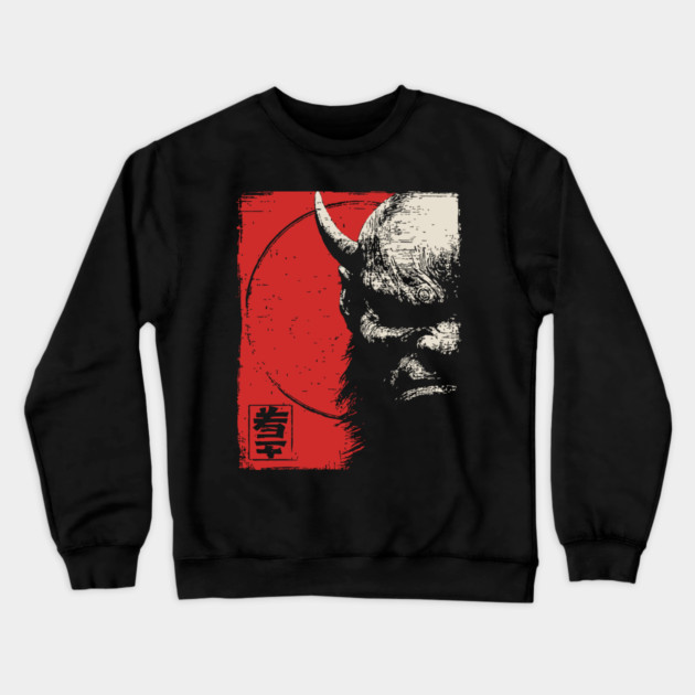 Menacing Oni Demon Japanese Folklore Ukiyo-e Art Crewneck Sweatshirt by TuncGK
