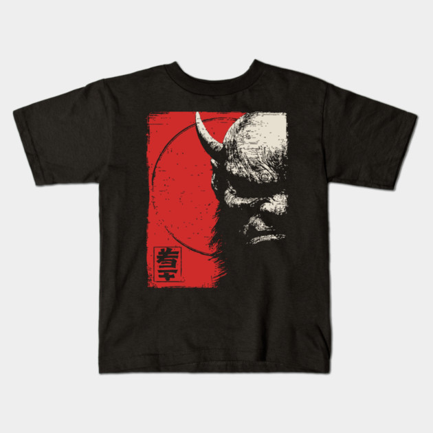 Menacing Oni Demon Japanese Folklore Ukiyo-e Art Kids T-Shirt by TuncGK