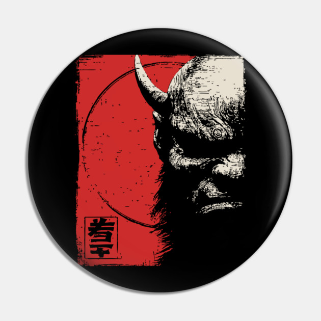 Menacing Oni Demon Japanese Folklore Ukiyo-e Art Pin by TuncGK
