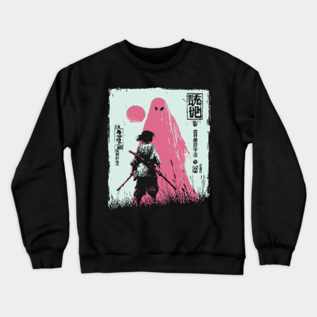 Samurai Warrior Versus Yokai Ghost Ukiyo-e Art Crewneck Sweatshirt by TuncGK