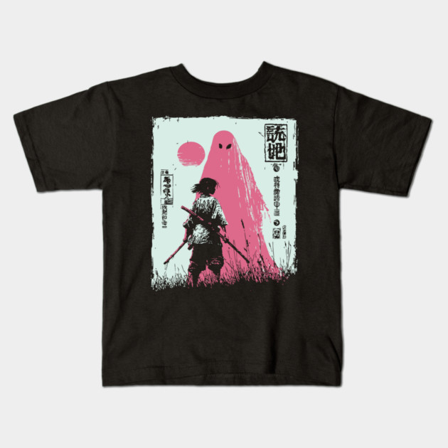 Samurai Warrior Versus Yokai Ghost Ukiyo-e Art Kids T-Shirt by TuncGK