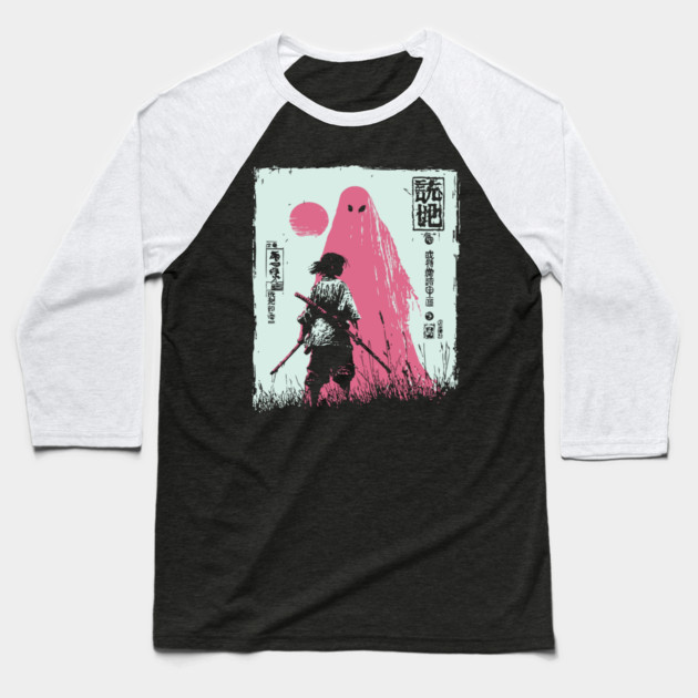 Samurai Warrior Versus Yokai Ghost Ukiyo-e Art Baseball T-Shirt by TuncGK