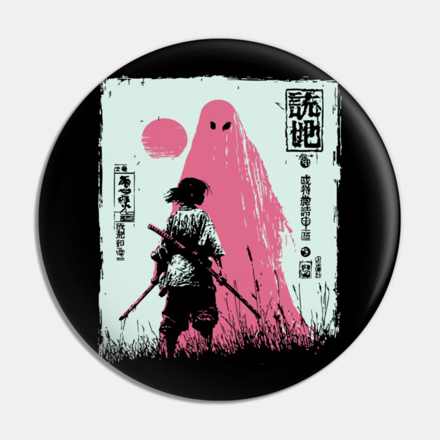 Samurai Warrior Versus Yokai Ghost Ukiyo-e Art Pin by TuncGK