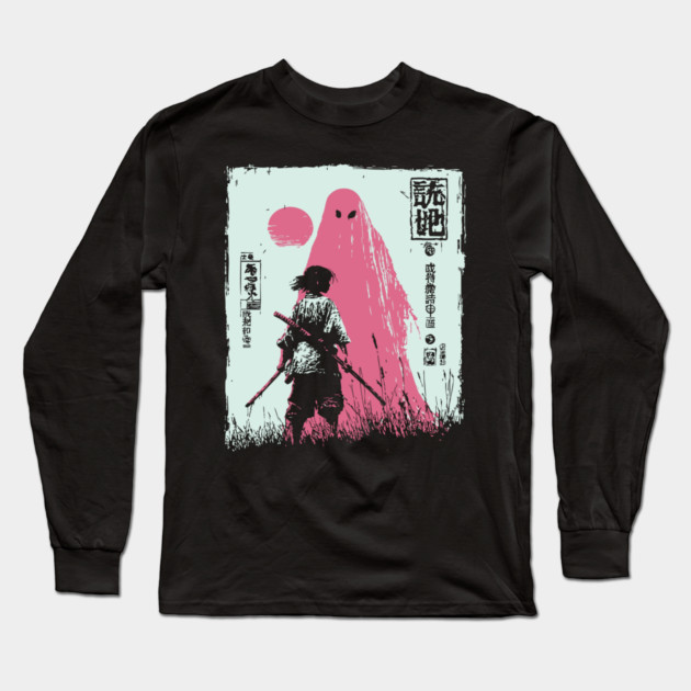Samurai Warrior Versus Yokai Ghost Ukiyo-e Art Long Sleeve T-Shirt by TuncGK