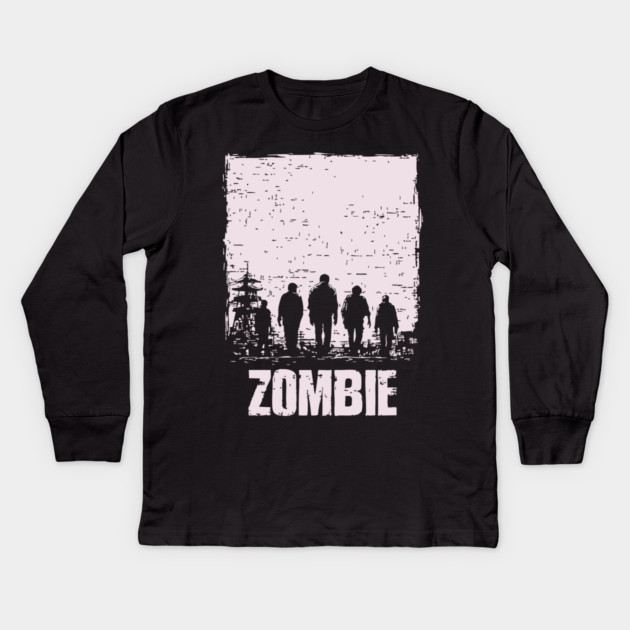 Zombie Apocalypse Horde Vintage Japanese Poster Art Kids Long Sleeve T-Shirt by TuncGK