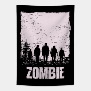 Zombie Apocalypse Horde Vintage Japanese Poster Art Tapestry