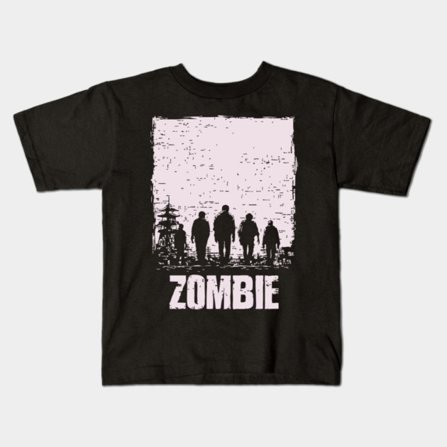 Zombie Apocalypse Horde Vintage Japanese Poster Art Kids T-Shirt by TuncGK