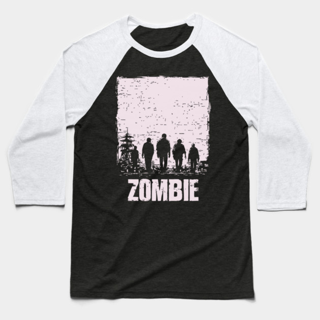 Zombie Apocalypse Horde Vintage Japanese Poster Art Baseball T-Shirt by TuncGK
