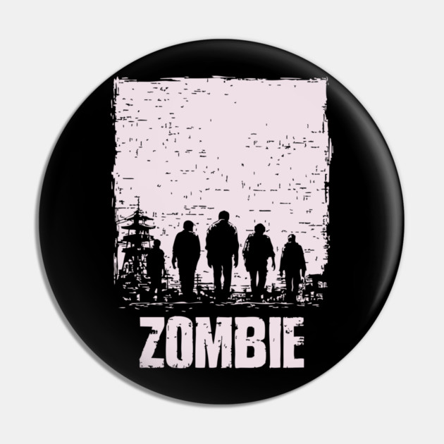 Zombie Apocalypse Horde Vintage Japanese Poster Art Pin by TuncGK