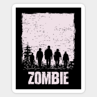 Zombie Apocalypse Horde Vintage Japanese Poster Art Sticker