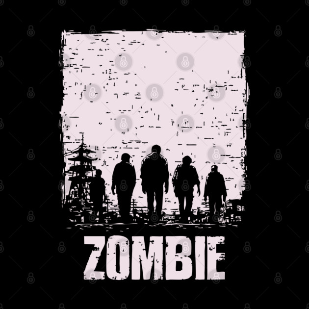 Zombie Apocalypse Horde Vintage Japanese Poster Art by TuncGK