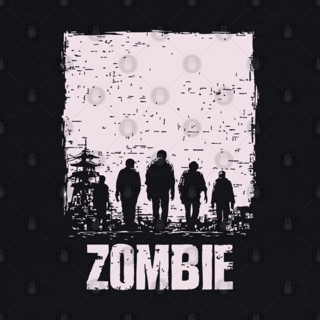 Zombie Apocalypse Horde Vintage Japanese Poster Art by TuncGK