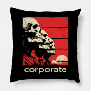 Corporate Drone Skeletons Satirical Horror Art Pillow