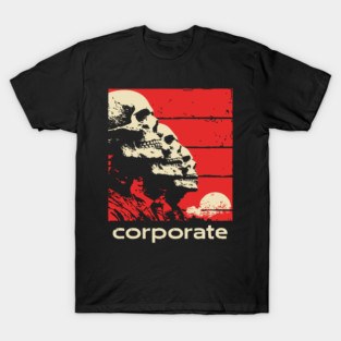 Corporate Drone Skeletons Satirical Horror Art T-Shirt