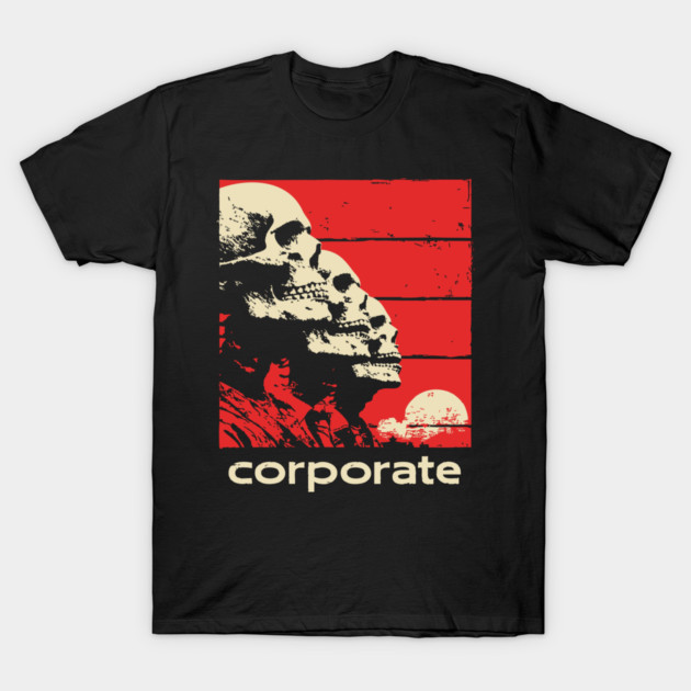 Corporate Drone Skeletons Satirical Horror Art T-Shirt by TuncGK