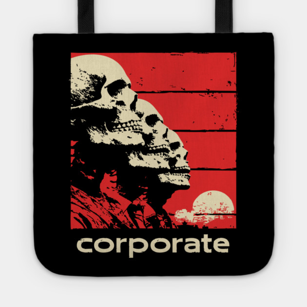 Corporate Drone Skeletons Satirical Horror Art Tote by TuncGK