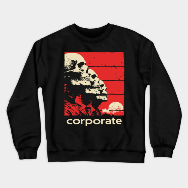 Corporate Drone Skeletons Satirical Horror Art Crewneck Sweatshirt by TuncGK